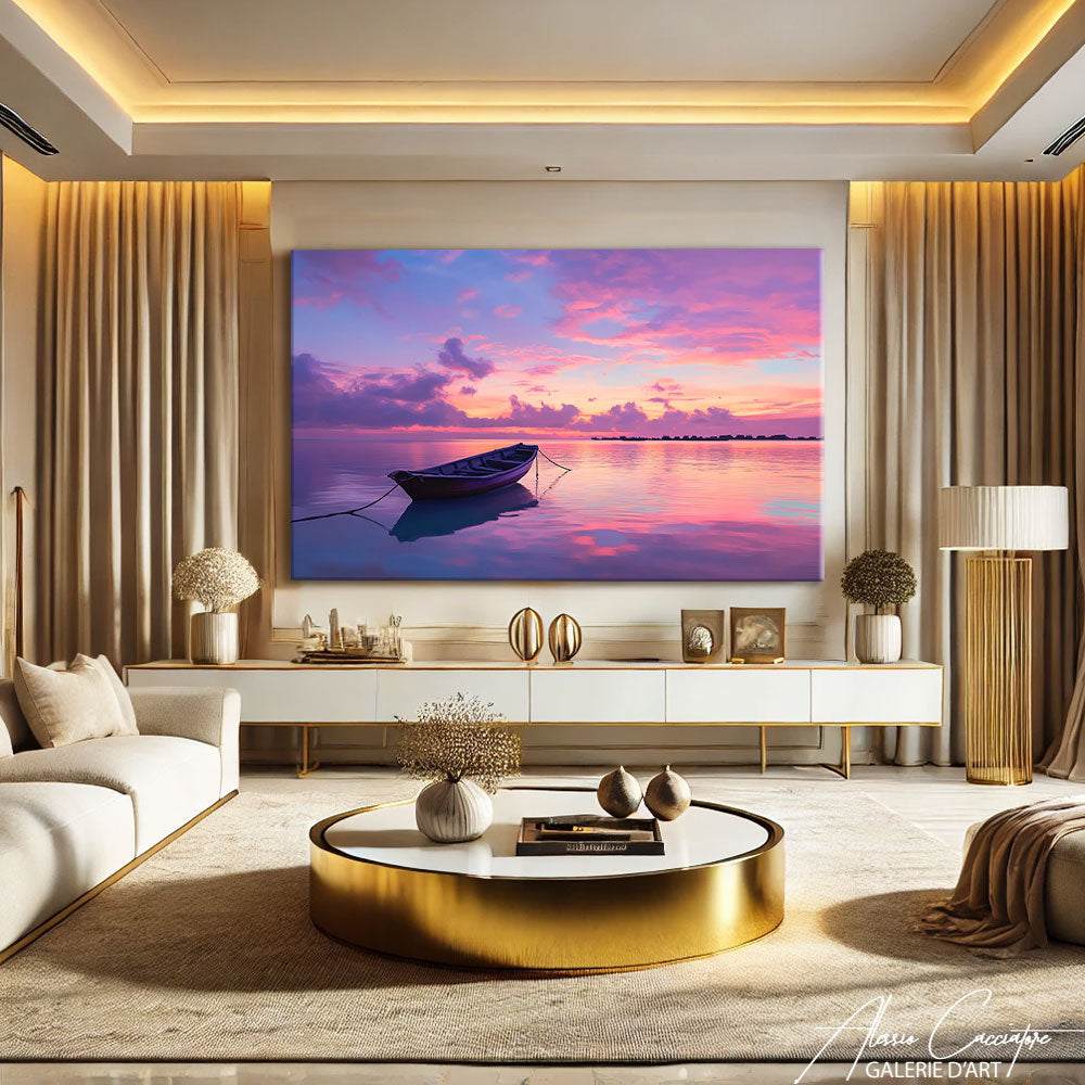 TABLEAU COUCHER DE SOLEIL ROSE