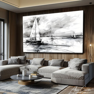 tableau bateau noir et blanc