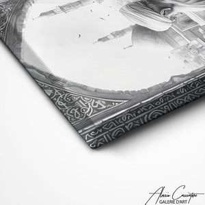 TABLEAU ORIENTAL NOIR ET BLANC Alessio Cacciatore