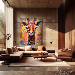 tableau girafe multicolore