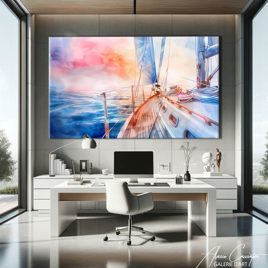 Tableau Voilier Contemporain – mise en situation