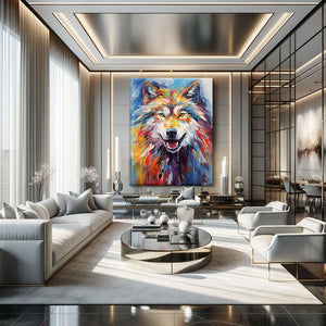 tableau loup coloré