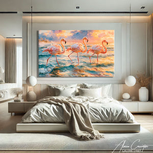 Toile Flamant Rose Cadre