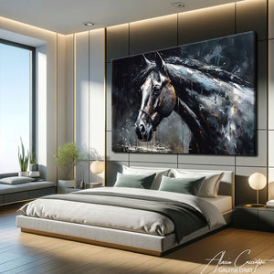 tableau cheval noir
