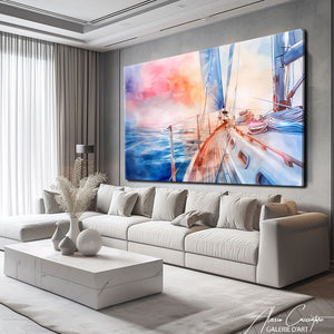 Tableau Peinture Mer Bateau