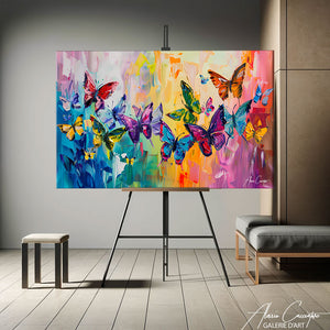 tableau papillons abstrait