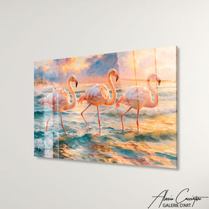 Art Mural Flamant Rose Cadre