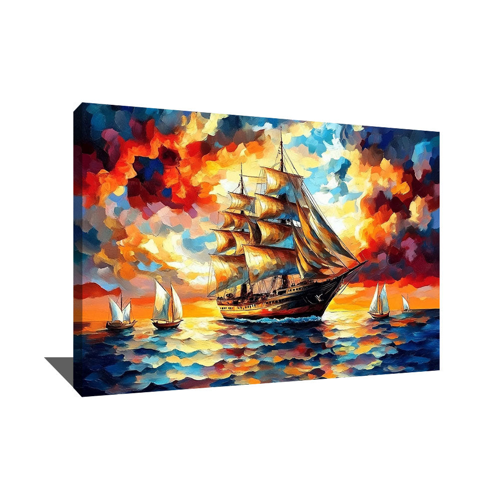 TABLEAU VOILIER COUCHER DE SOLEIL