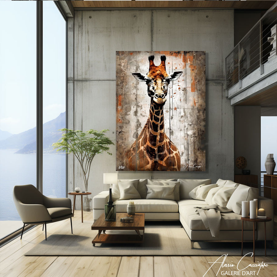 tableau abstrait girafe – mise en situation