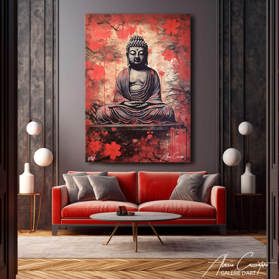 tableau bouddha rouge – mise en situation