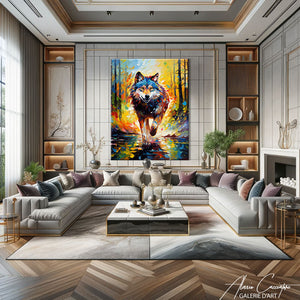 tableau loup coloré