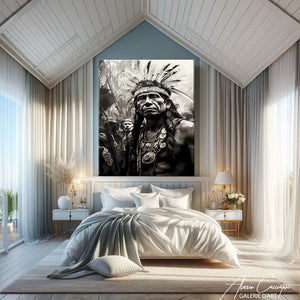 tableau indien noir et blanc