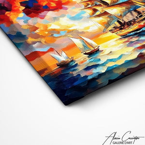 TABLEAU VOILIER COUCHER DE SOLEIL Alessio Cacciatore