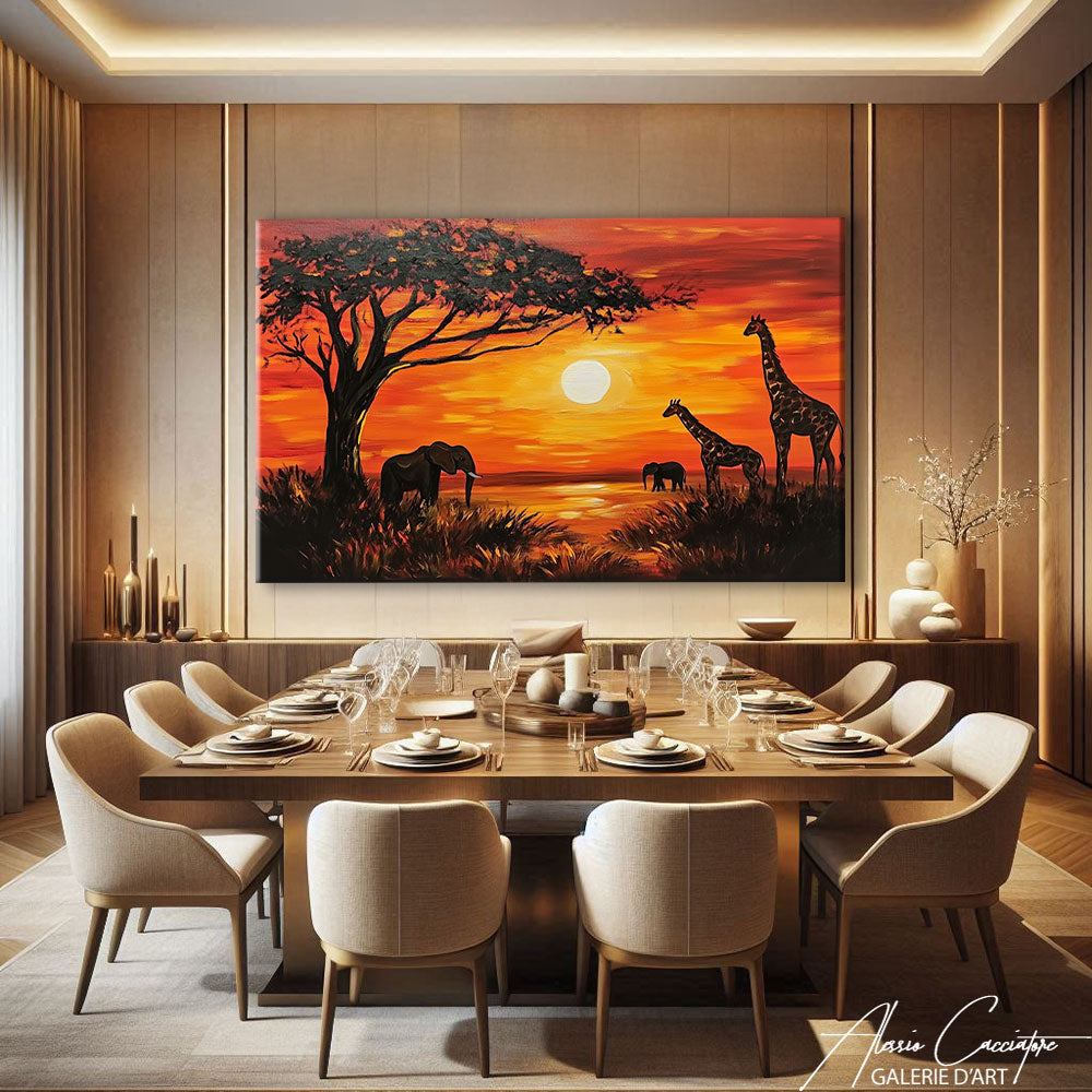 TABLEAU COUCHER DE SOLEIL AFRICAIN