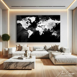 TABLEAU CARTE DU MONDE NOIR Alessio Cacciatore