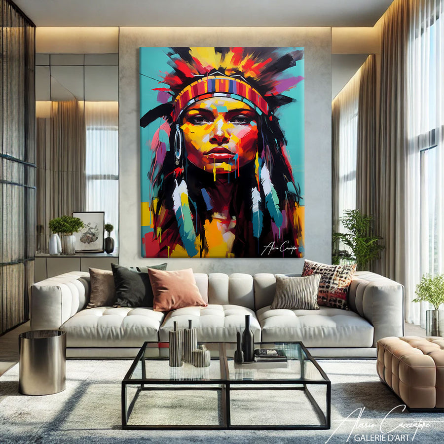 Tableau Peinture Indienne – mise en situation