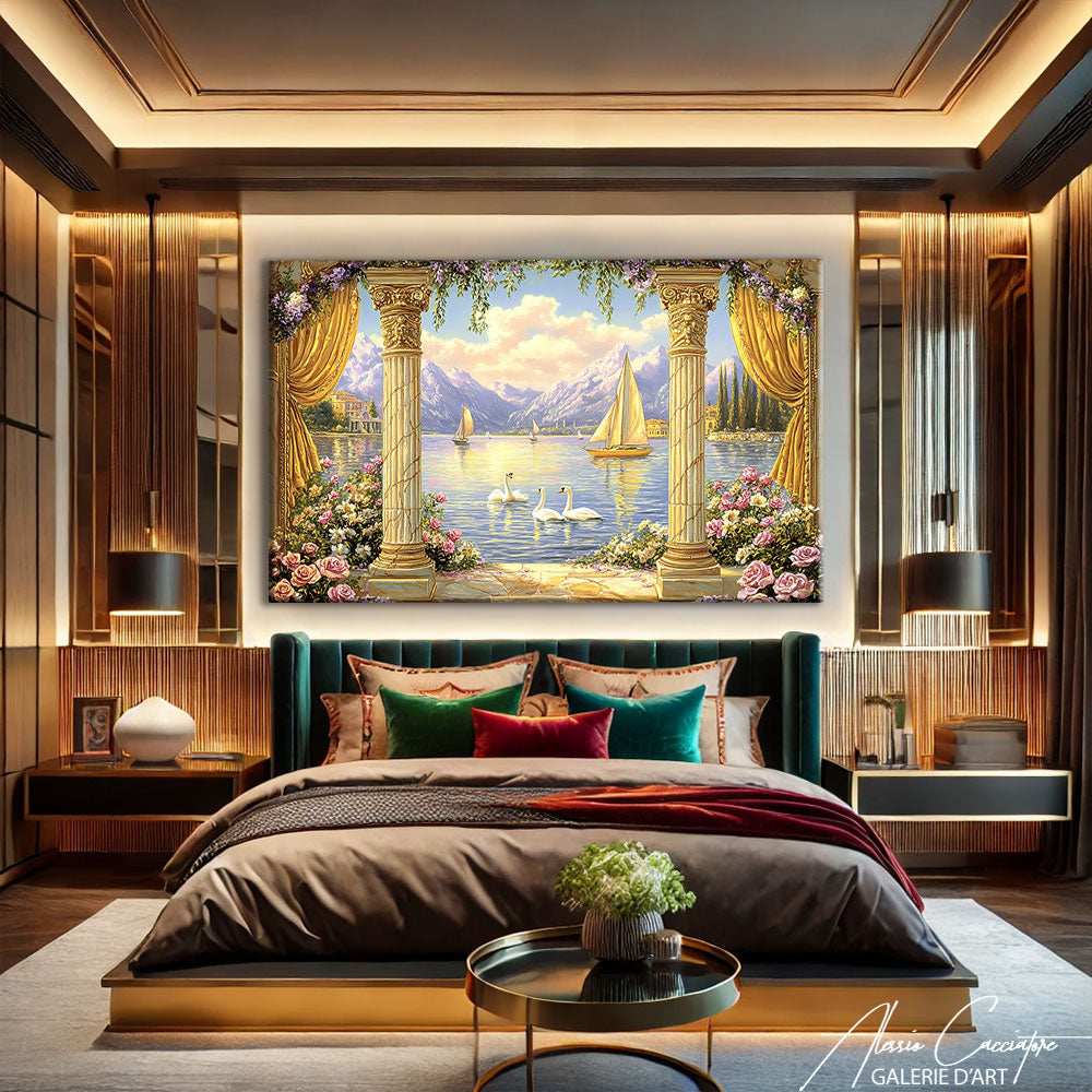 TABLEAU PAYSAGE MONTAGNE ET LAC