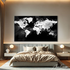TABLEAU CARTE DU MONDE NOIR Alessio Cacciatore