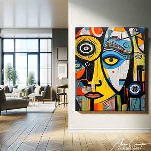 tableau visage abstrait couleur