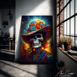 tableau tete de mort fleurs