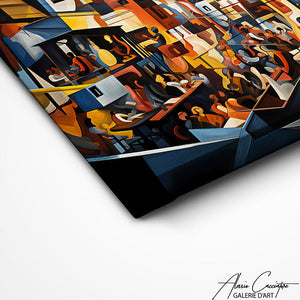TABLEAU CUBISME FOULE Alessio Cacciatore