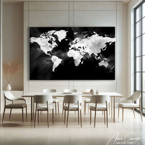 TABLEAU CARTE DU MONDE NOIR Alessio Cacciatore