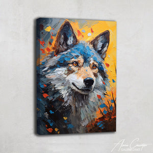tableau loup peinture