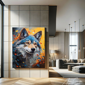 tableau loup peinture