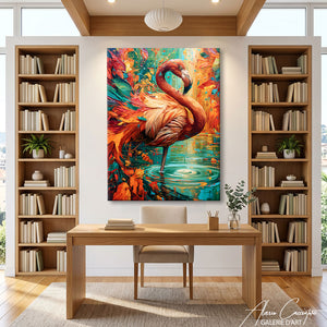 Affiche Peinture Flamant Rose