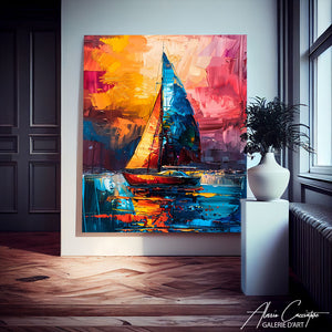 Tableau Peinture Mer Bateau
