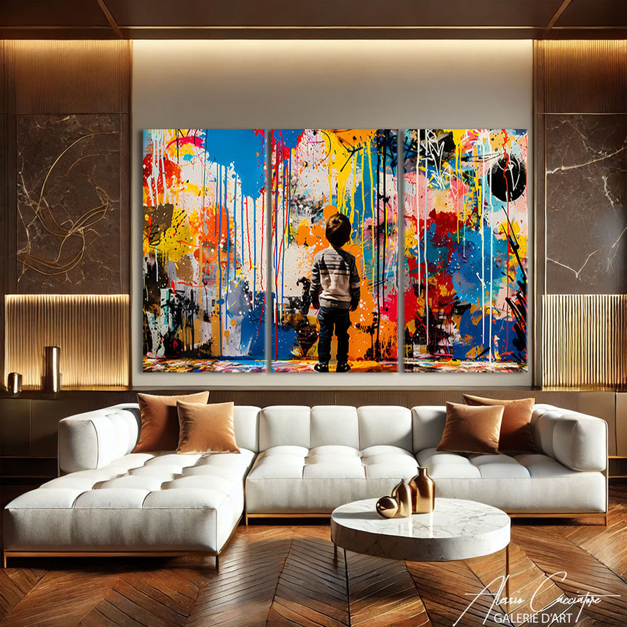 Tableau Triptyque Coloré – mise en situation