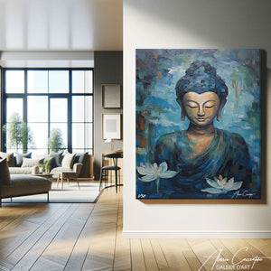tableau bouddha bleu