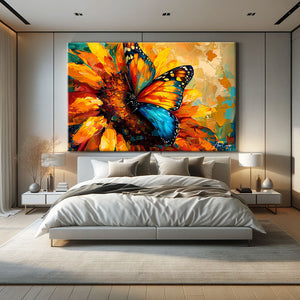 tableau papillon fleurs