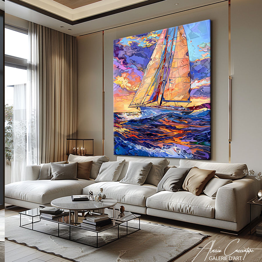 Tableau Voilier en Mer – mise en situation