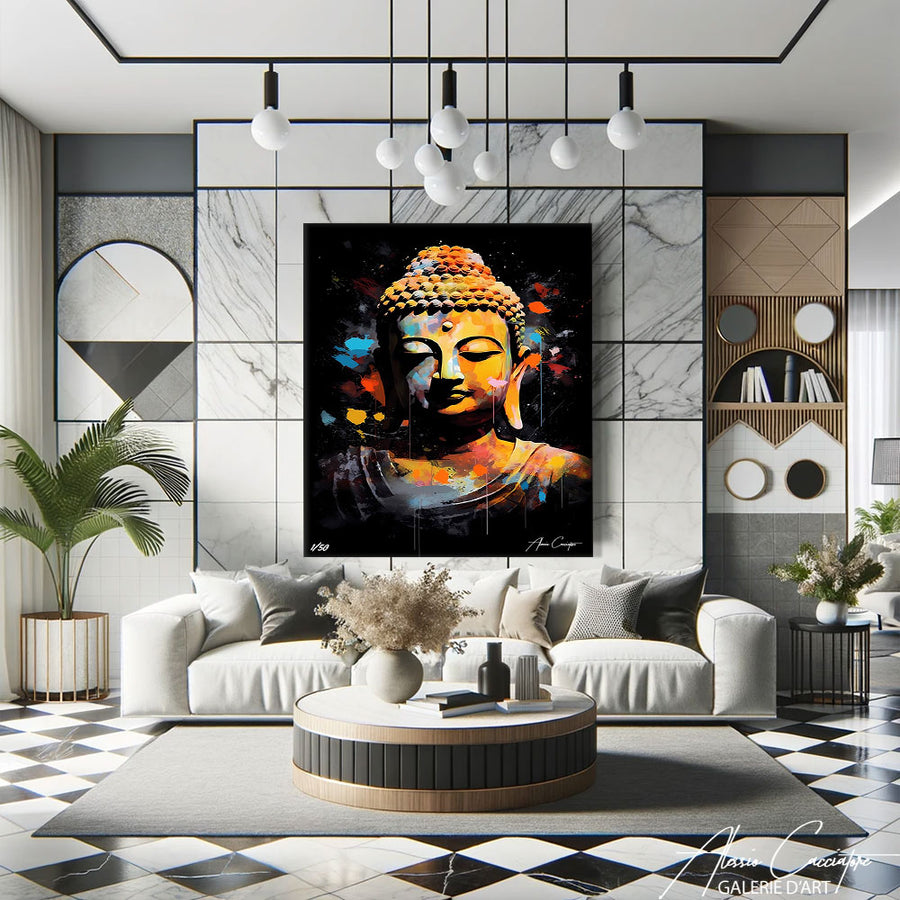 tableau bouddha pop art – mise en situation