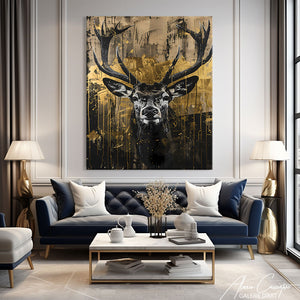 Tableau Cerf Fond Noir