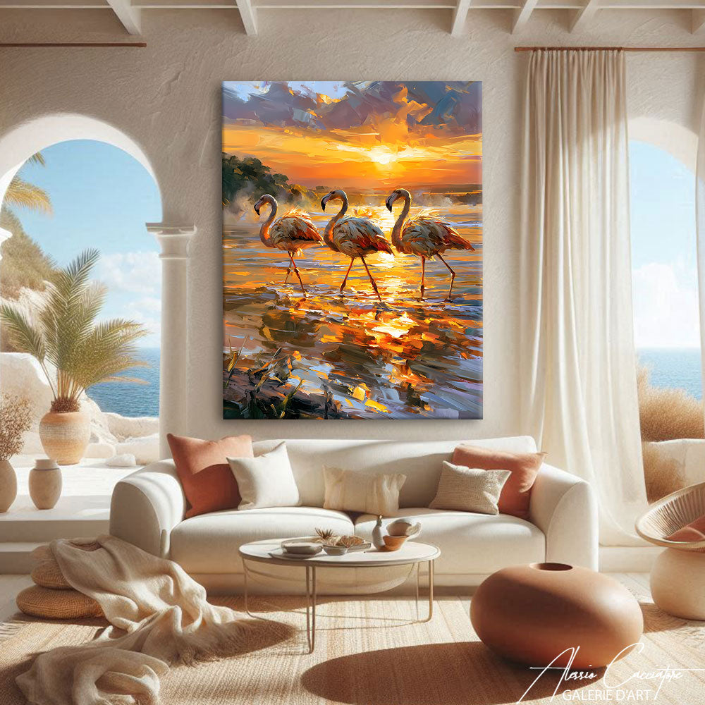 Peinture Flamant Rose