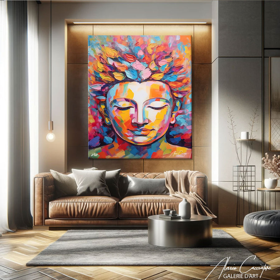 peinture tete de bouddha – mise en situation