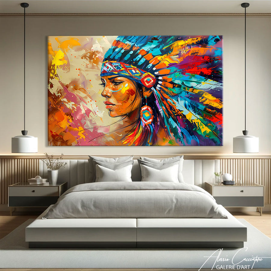 Tableau plumes indien – mise en situation