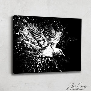 TABLEAU OISEAU NOIR ET BLANC