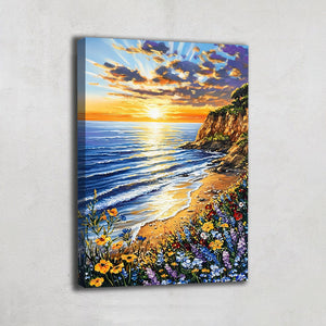 TABLEAU BORD DE MER FLORAL