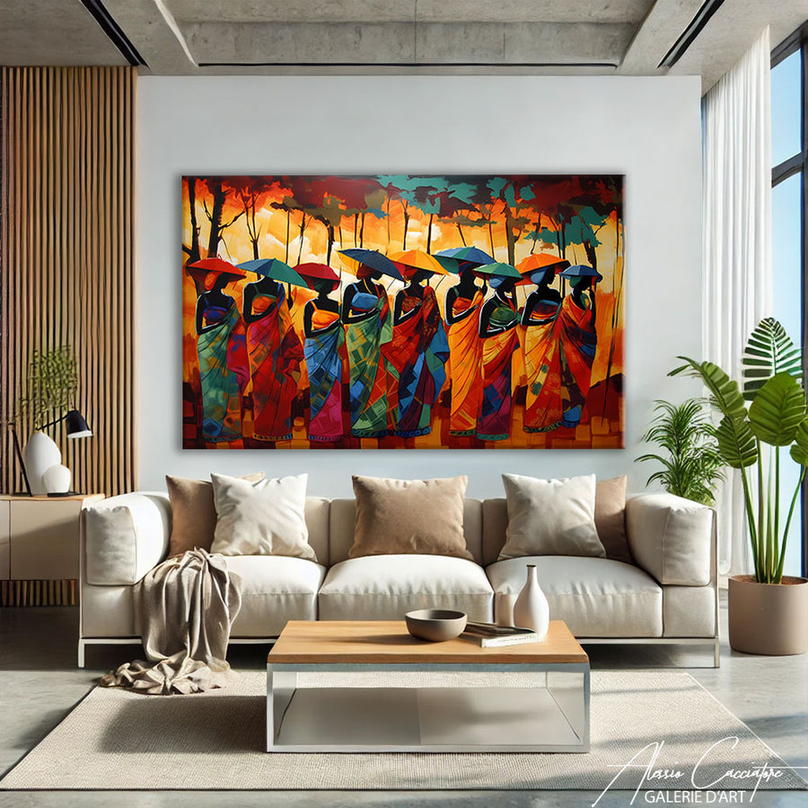 Tableau Peinture Tribu Africaine – mise en situation