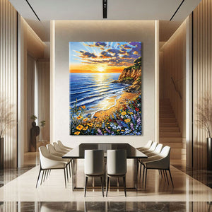 TABLEAU BORD DE MER FLORAL