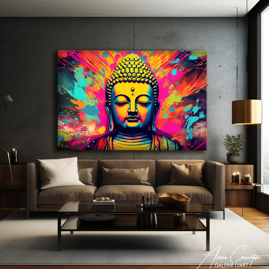 GRAND TABLEAU BOUDDHA ROUGE – mise en situation