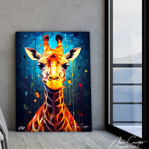 tableau girafe multicolore