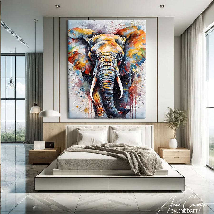 TABLEAU ÉLÉPHANT ARTISTE Alessio Cacciatore – mise en situation