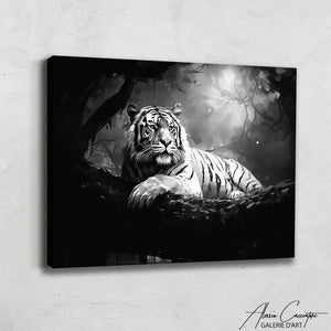 tableau tigre noir et blanc