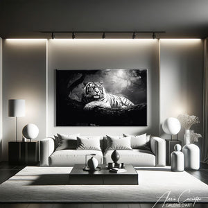 tableau tigre noir et blanc
