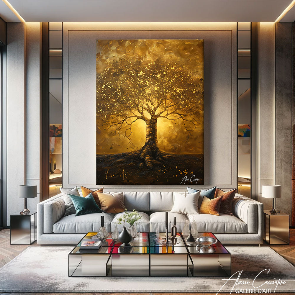 Tableau Arbre de Vie Jaune