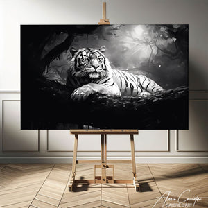 peinture tigre noir et blanc